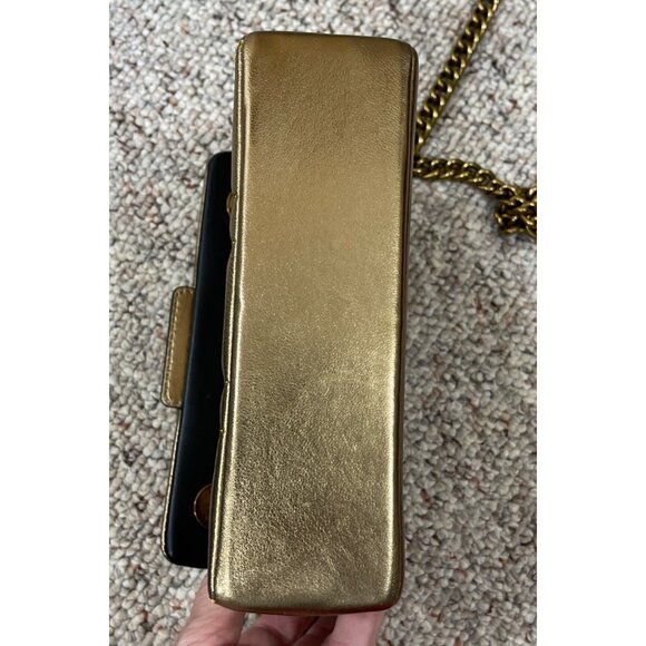 New Kurt Geiger Kensington Mini Bag Purse Gold Chain Quilted Eagle Head - Picture 9 of 11